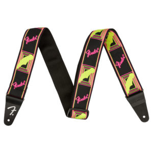Fender Neon Monogrammed Strap, Pink and Yellow, 2" Guitar Strap