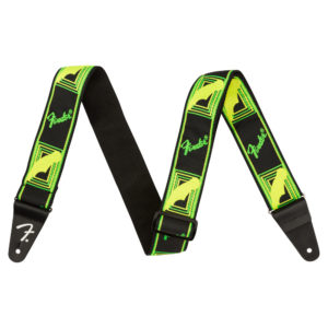 Fender Neon Monogrammed Strap, Green and Yellow, 2" Guitar Strap